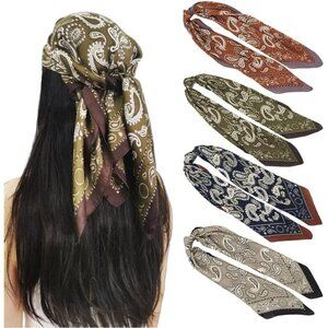 Silk Satin 31.paisley 4 Head Scarf Medium Square Hair Scarf for Women 28 Inches